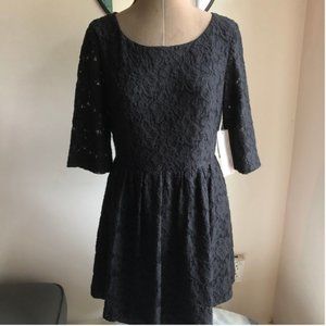 Kensie NWT black lace dress fit flare blk size M